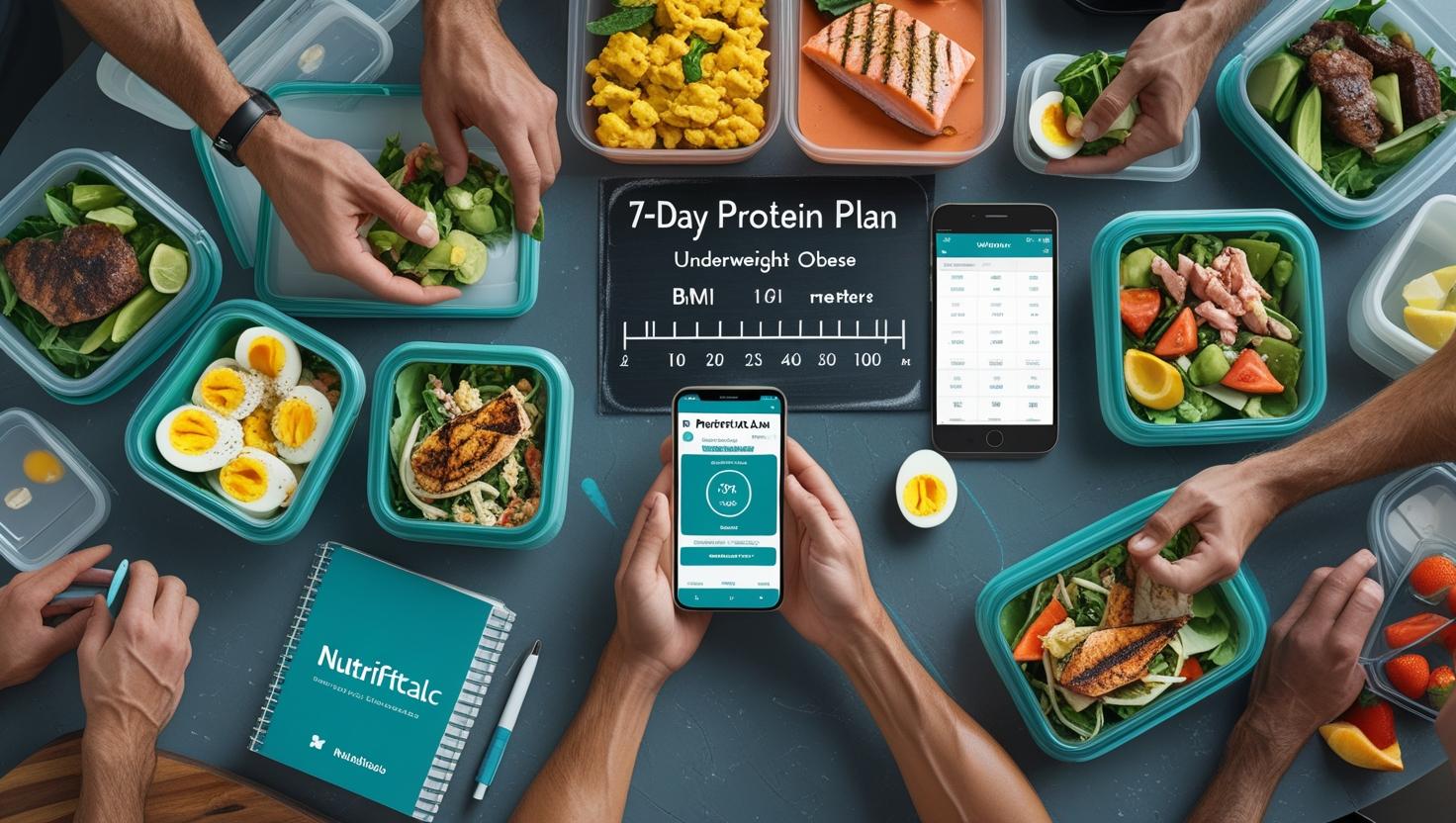Diverse group planning weekly meals - nutrition planning