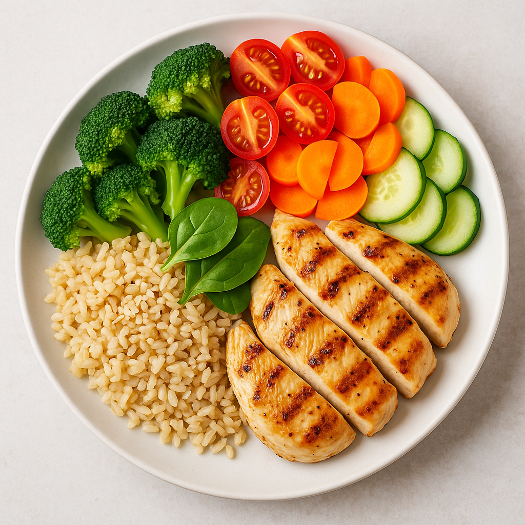 Balanced diet hero image with healthy foods