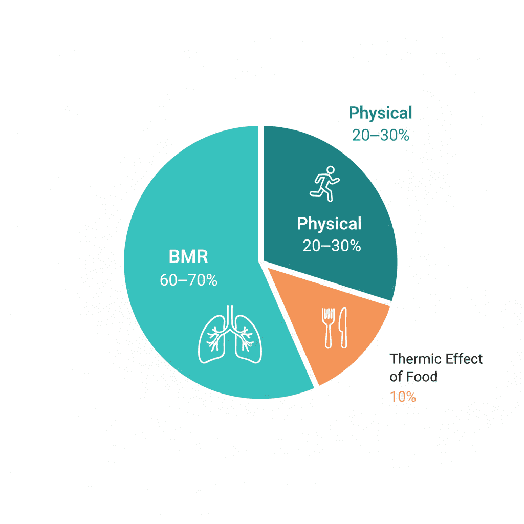 Breakdown of BMR, TEF, and activity in daily calorie burn