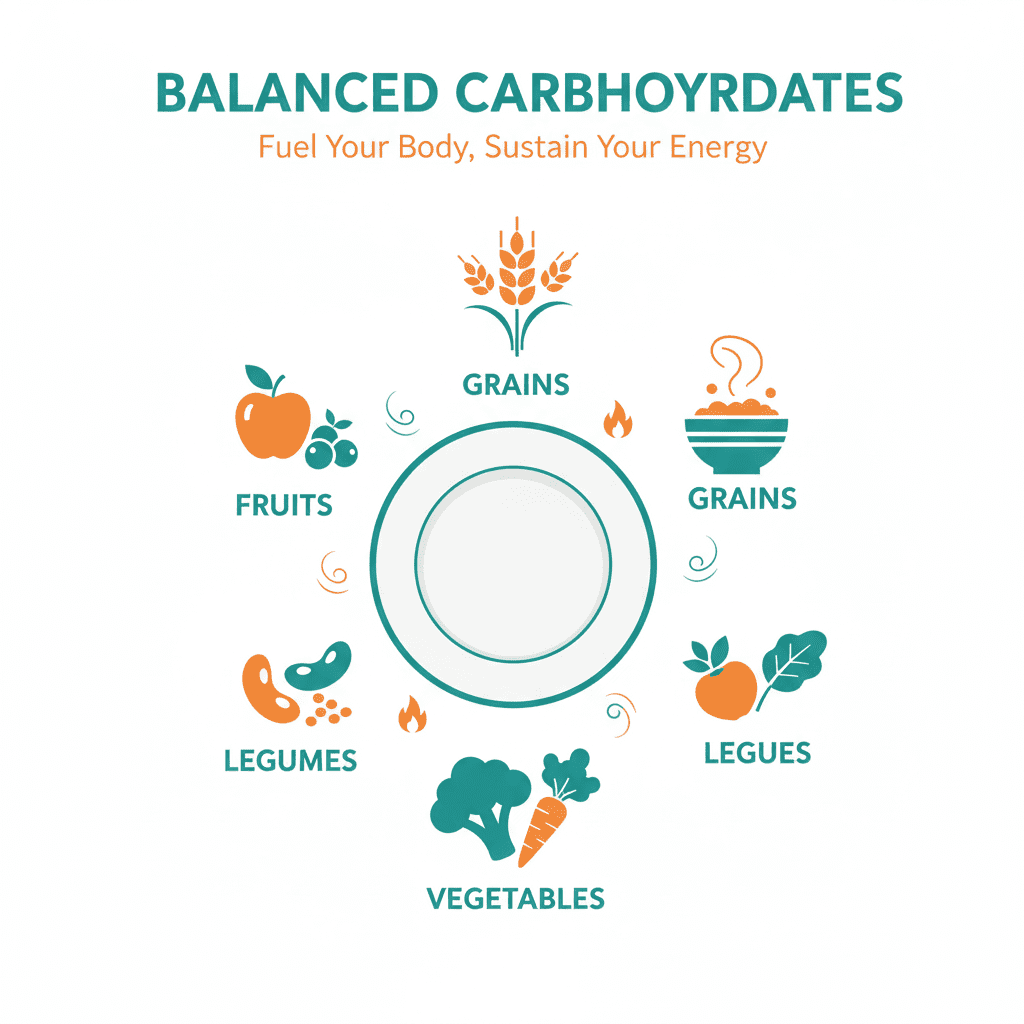 Carbohydrate calculator concept with whole foods and macros