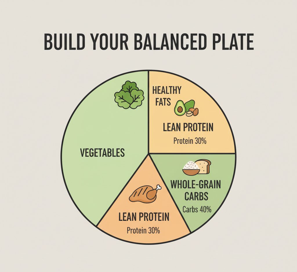 Balanced macro plate and planner for a 14-day weight loss plan