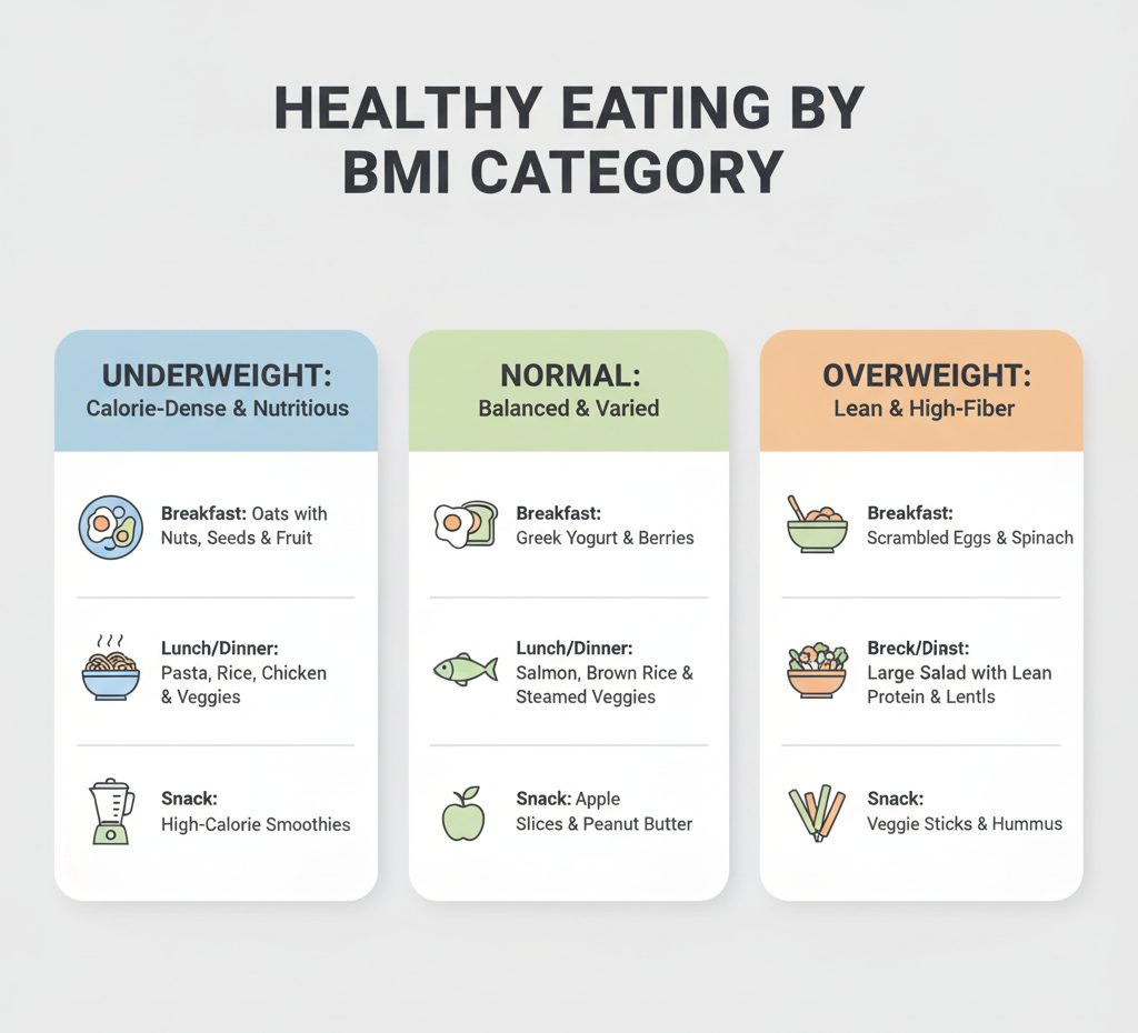 Balanced meal prep ideas for different BMI ranges