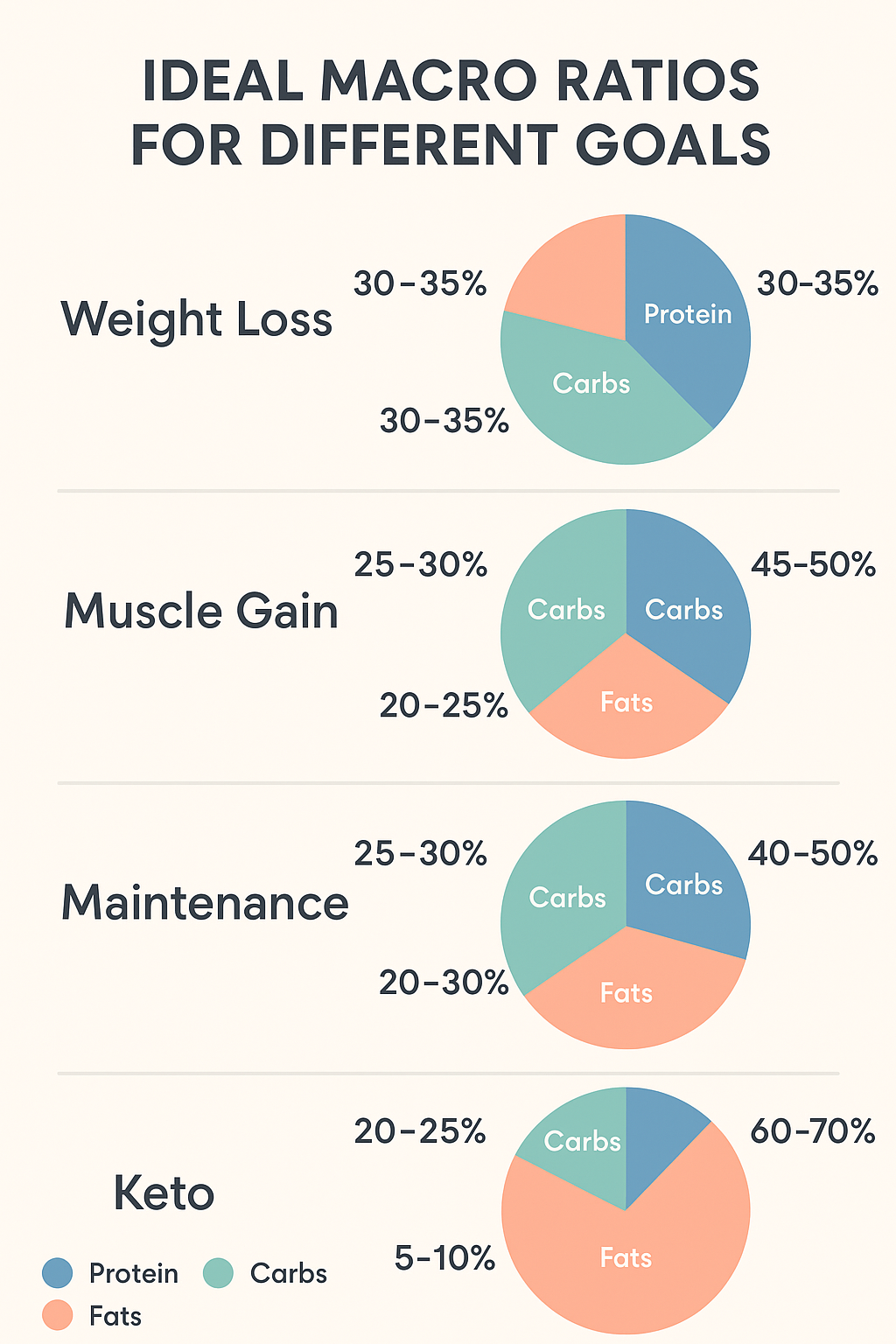 Pie chart showing 40 30 30 macro split
