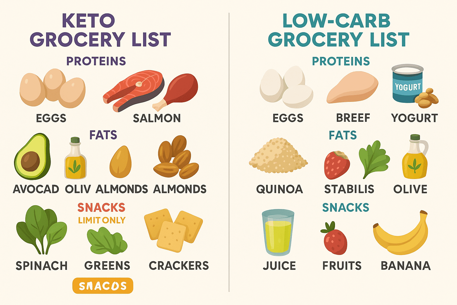 Keto and low-carb grocery items