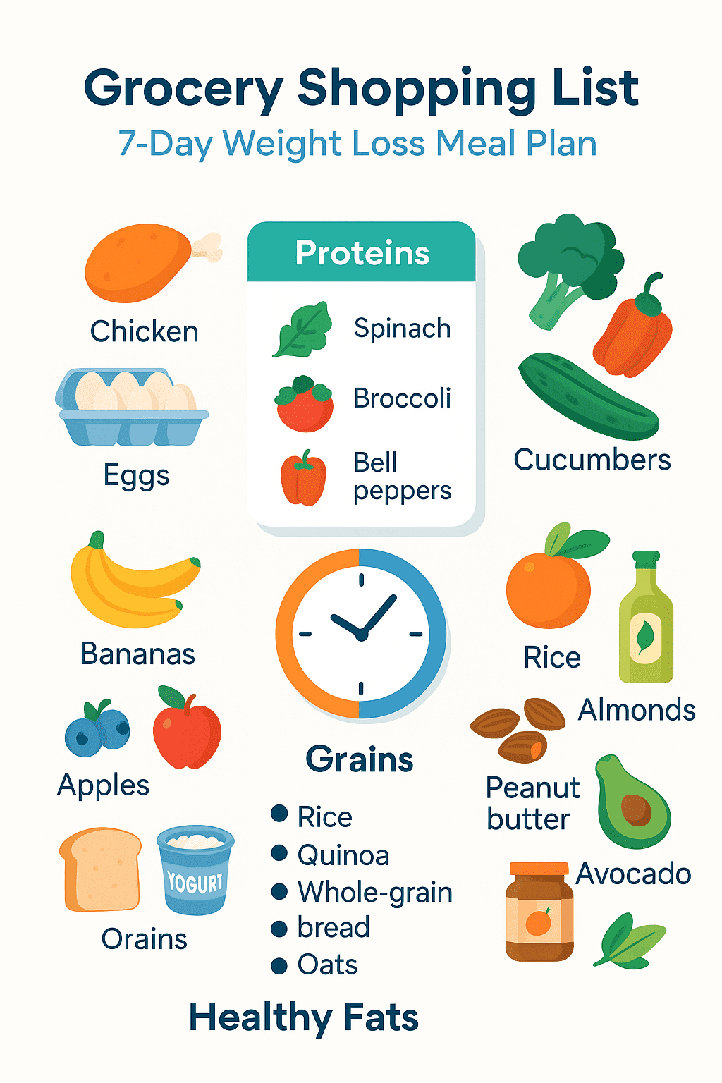Healthy grocery basket for the week