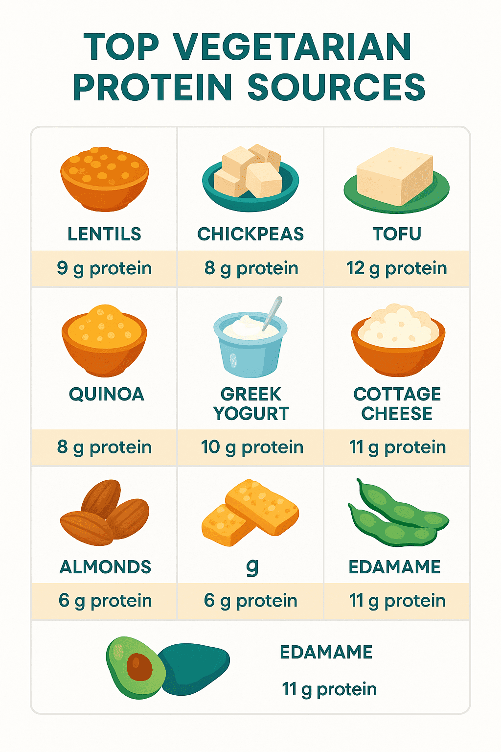 Vegetarian protein sources collage