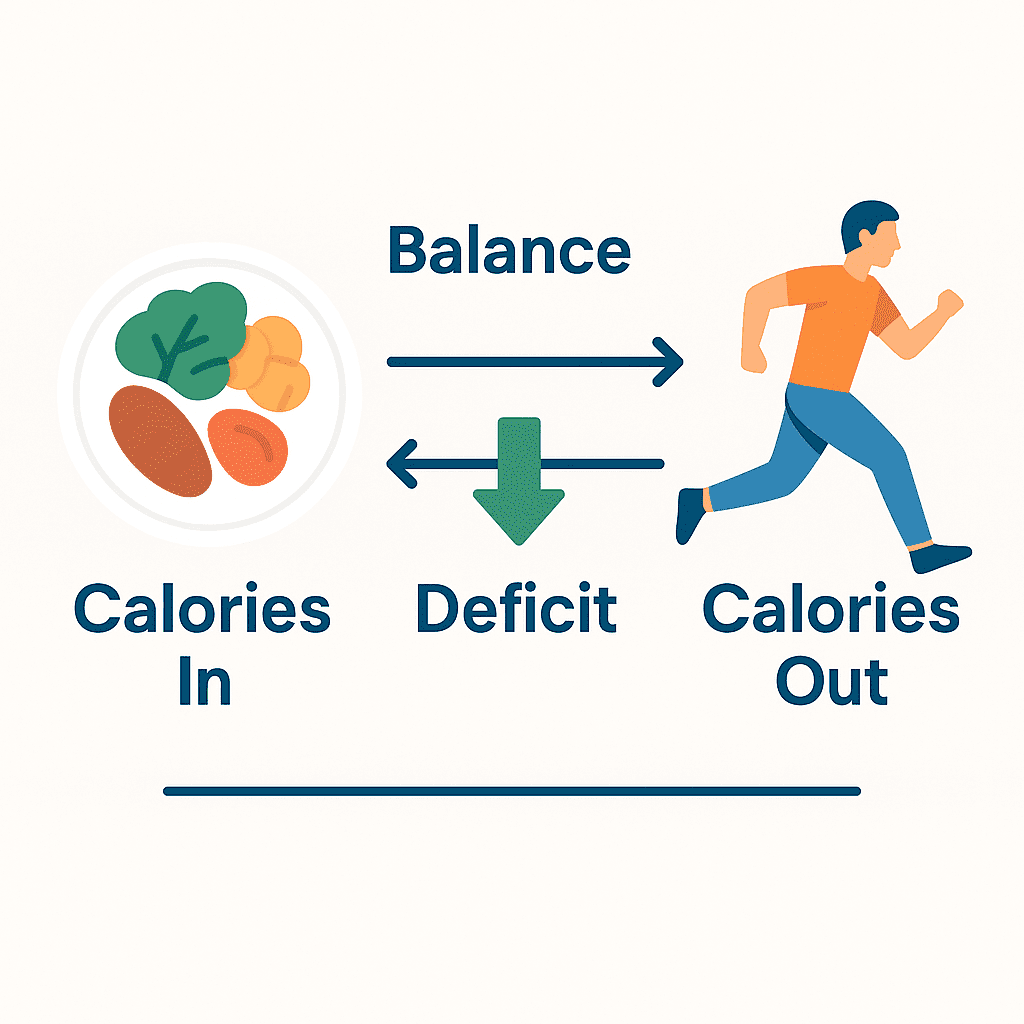 Calorie deficit and weight loss basics diagram